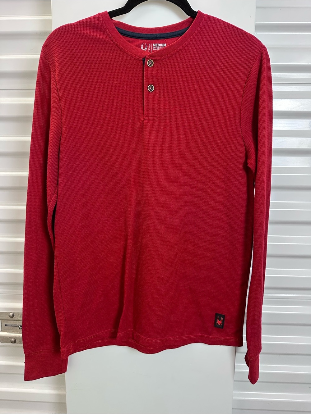 Spyder Men’s Red Long-Sleeve Waffle Henley Shirt